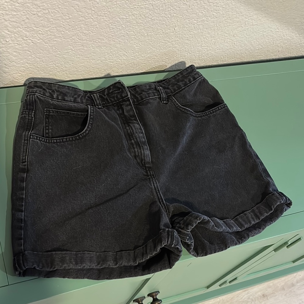 Reclaimed Vintage Black Jean Shorts Distressed Cut-Off Style